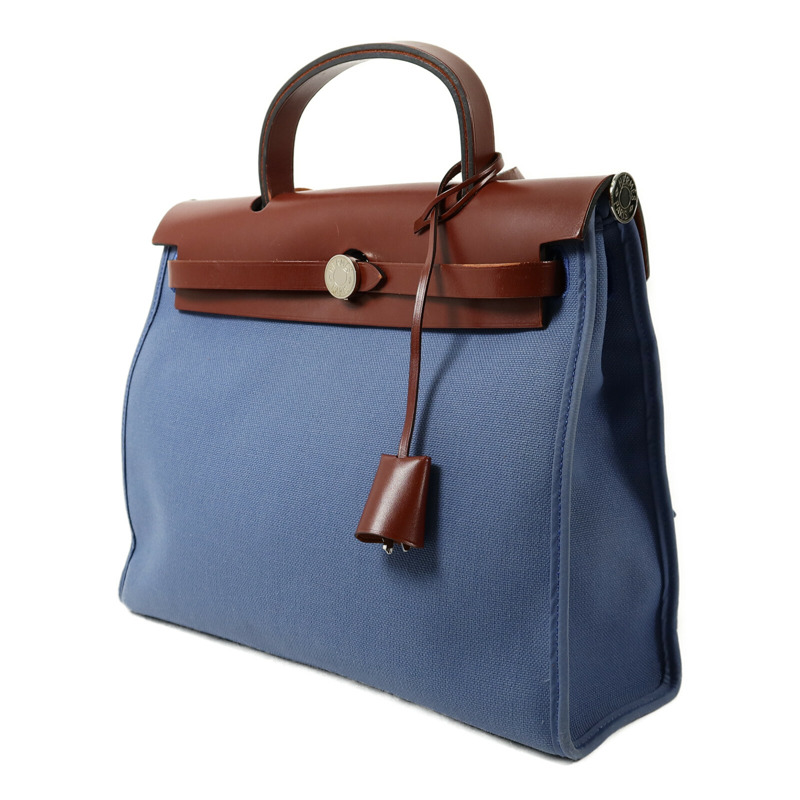 HERMES 帆布Herbag PM手挽肩背兩用袋Bleu Agate-2