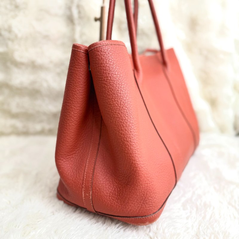 Hermès garden party 花園 磚紅色 Togo 36銀扣 框Qstamp-1