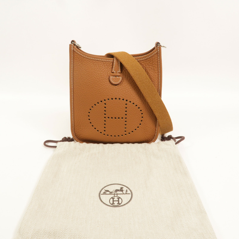 HERMES Clemence皮革Evelyne TPM肩背袋Gold-9