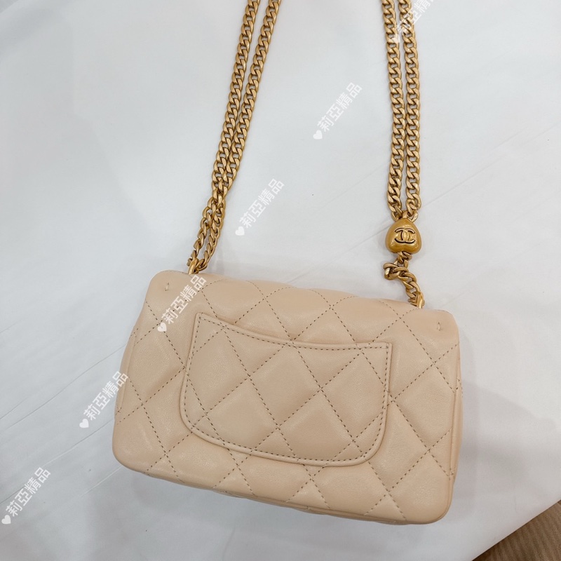 莉亞精品♡Chanel AS3828 愛心調節釦19cm 淺米色 二手-4