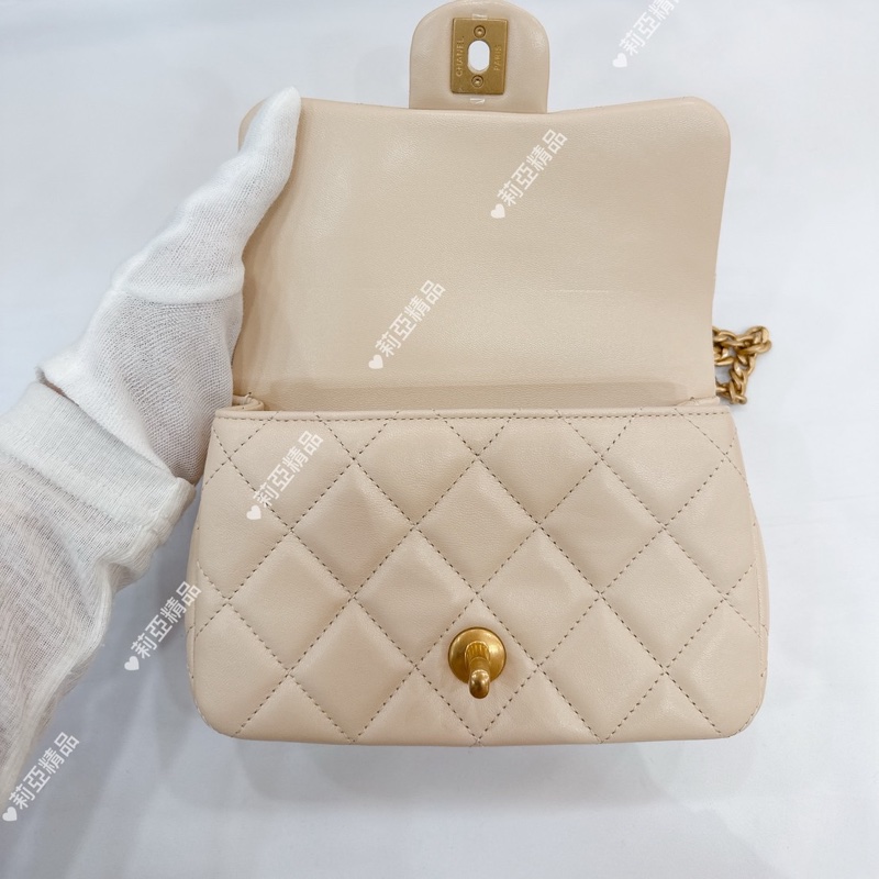 莉亞精品♡Chanel AS3828 愛心調節釦19cm 淺米色 二手-13