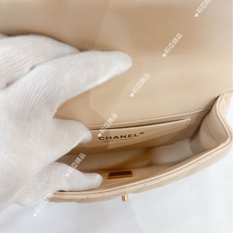 莉亞精品♡Chanel AS3828 愛心調節釦19cm 淺米色 二手-14