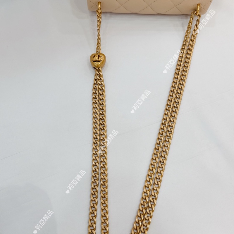 莉亞精品♡Chanel AS3828 愛心調節釦19cm 淺米色 二手-17