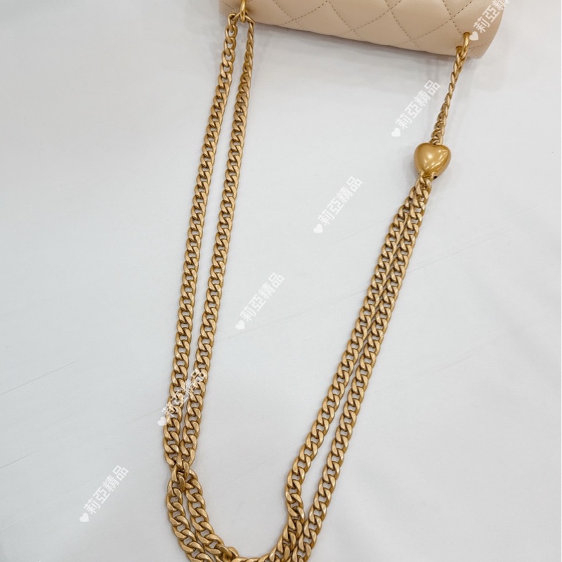 莉亞精品♡Chanel AS3828 愛心調節釦19cm 淺米色 二手-18