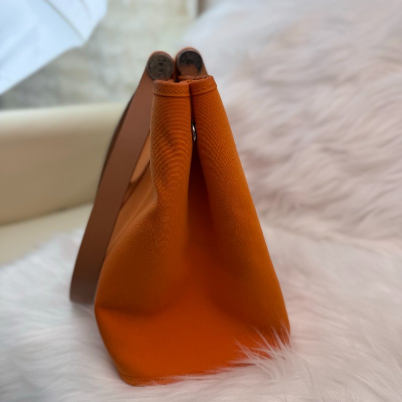 Hermès Cabag 橙色 帆布 單色-2