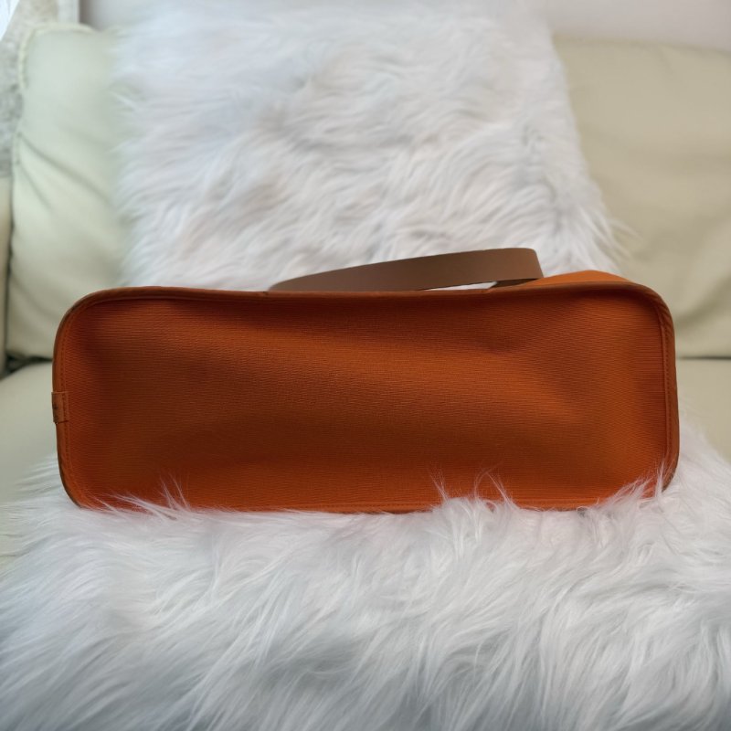 Hermès Cabag 橙色 帆布 單色-3