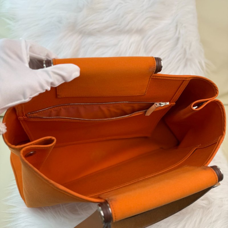 Hermès Cabag 橙色 帆布 單色-4