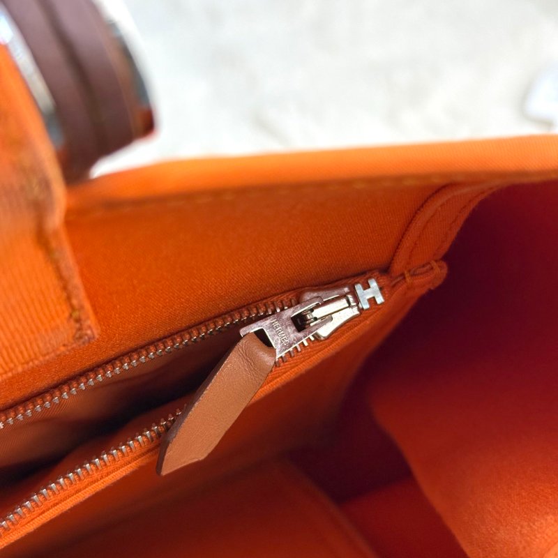 Hermès Cabag 橙色 帆布 單色-5