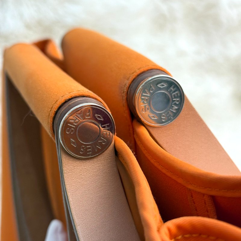 Hermès Cabag 橙色 帆布 單色-6