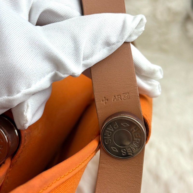 Hermès Cabag 橙色 帆布 單色-8