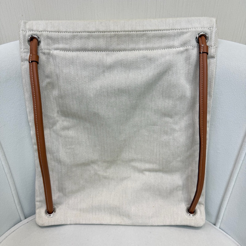 HERMES Toile Chevron Maline 帆布背包 XC543-5