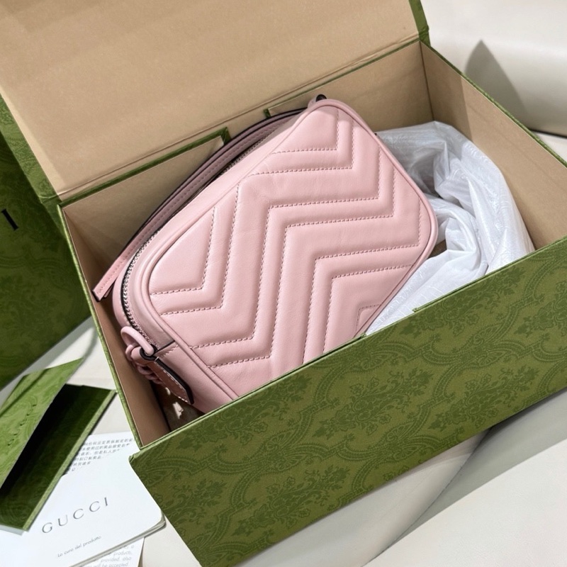 全新可送禮！Gucci古馳 Marmont 相機包 新款陶瓷扣 櫻花粉-3