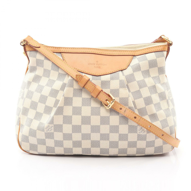 LOUIS VUITTON Siracusa 小號單肩包 N41113 Damier Azur 帆佈白色二手 LV-0