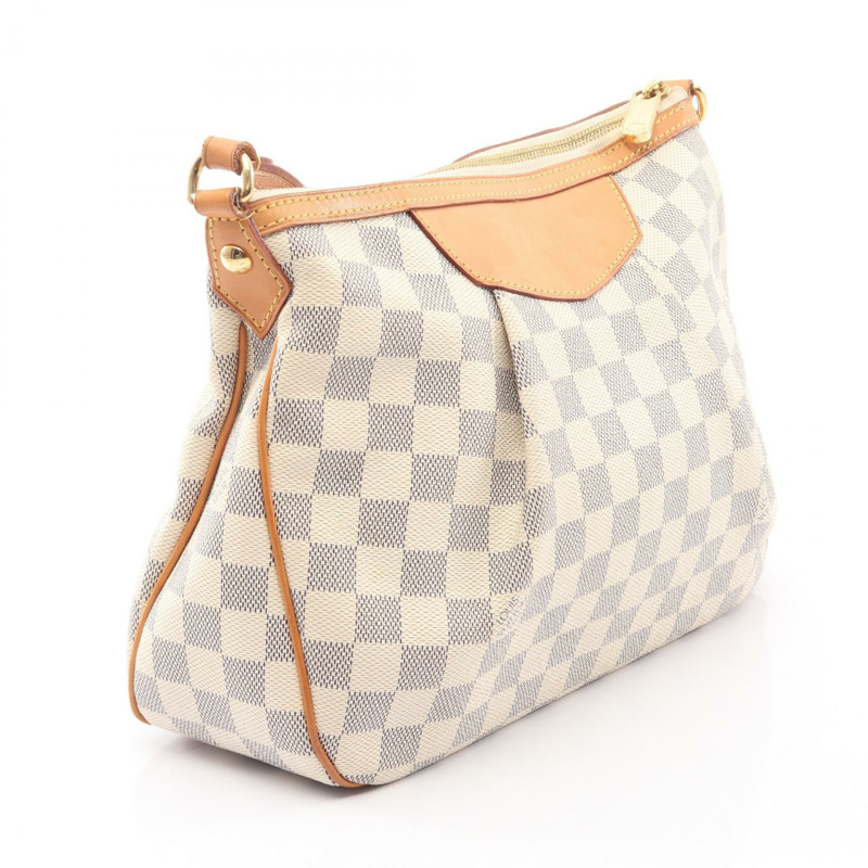 LOUIS VUITTON Siracusa 小號單肩包 N41113 Damier Azur 帆佈白色二手 LV-1
