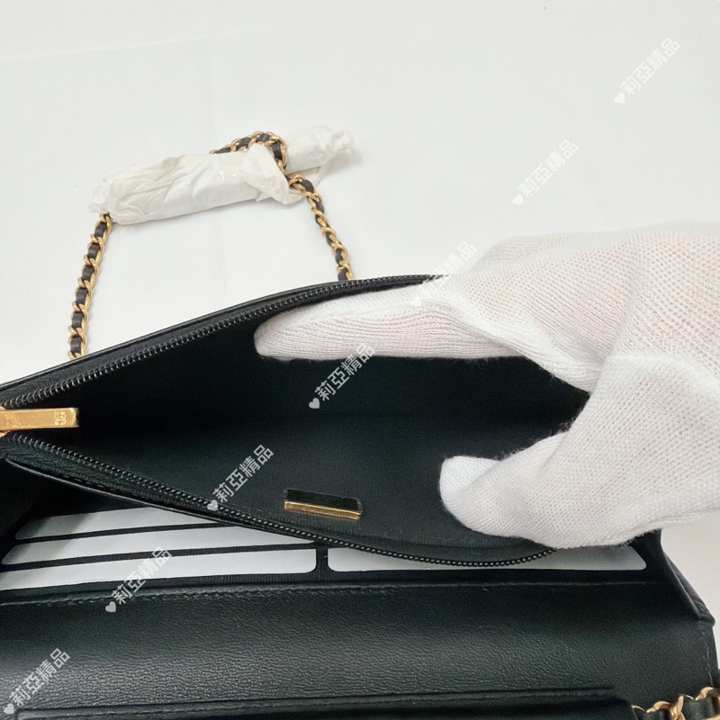 莉亞精品♡Chanel AP3076黑金撲克牌woc 二手美包-11