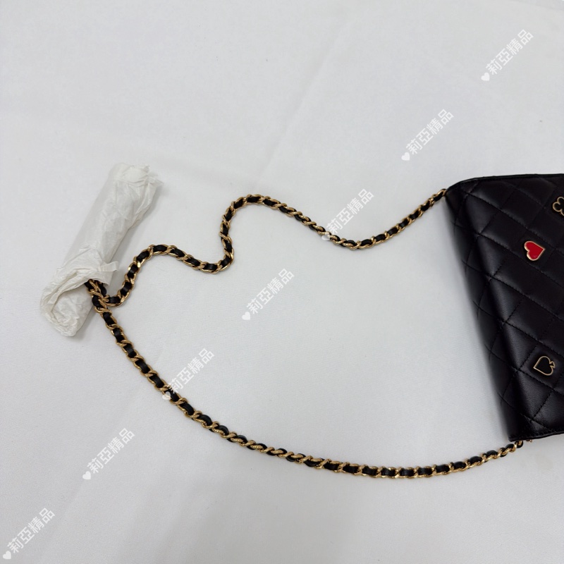 莉亞精品♡Chanel AP3076黑金撲克牌woc 二手美包-14