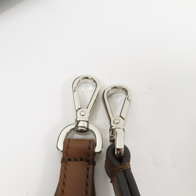 FENDI 【激減優惠】帆布Double Baguette銀扣肩背袋藍色/棕色-12