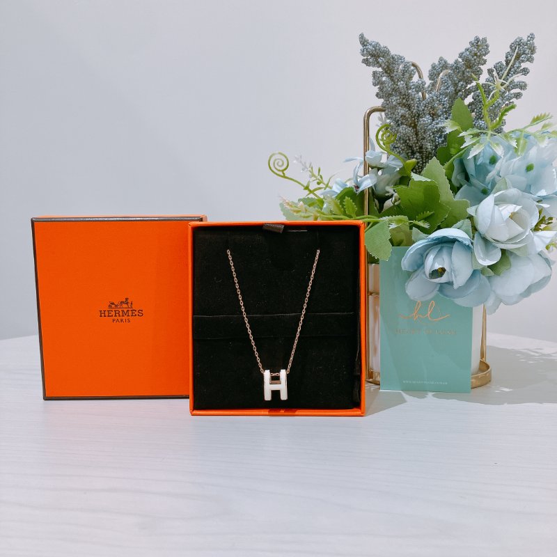 TK2076	愛馬仕 項鏈 Hermes Pop H Necklace Blanc X RGHW-1