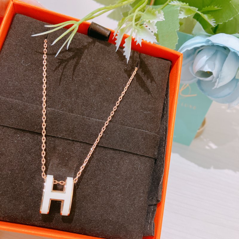 TK2076	愛馬仕 項鏈 Hermes Pop H Necklace Blanc X RGHW-2