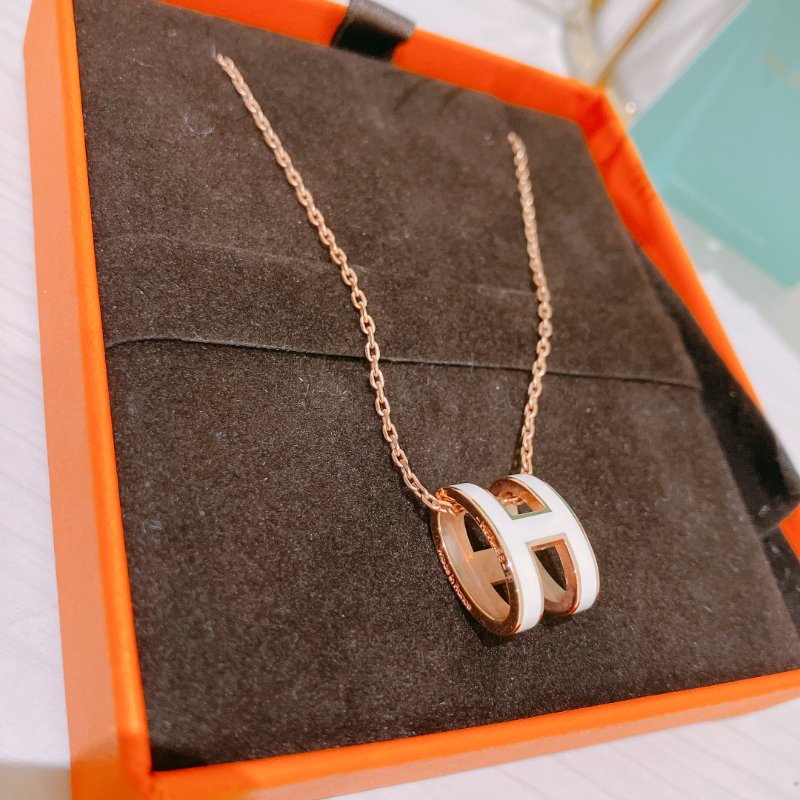 TK2076	愛馬仕 項鏈 Hermes Pop H Necklace Blanc X RGHW-3