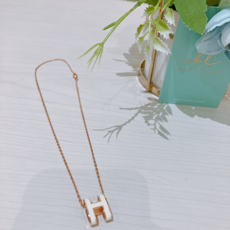 TK2076	愛馬仕 項鏈 Hermes Pop H Necklace Blanc X RGHW-4