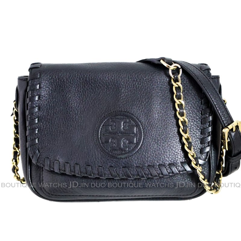 金鐸精品~2530 TORY BURCH TB深藍色小牛皮翻蓋編織鏈條側肩背包-0