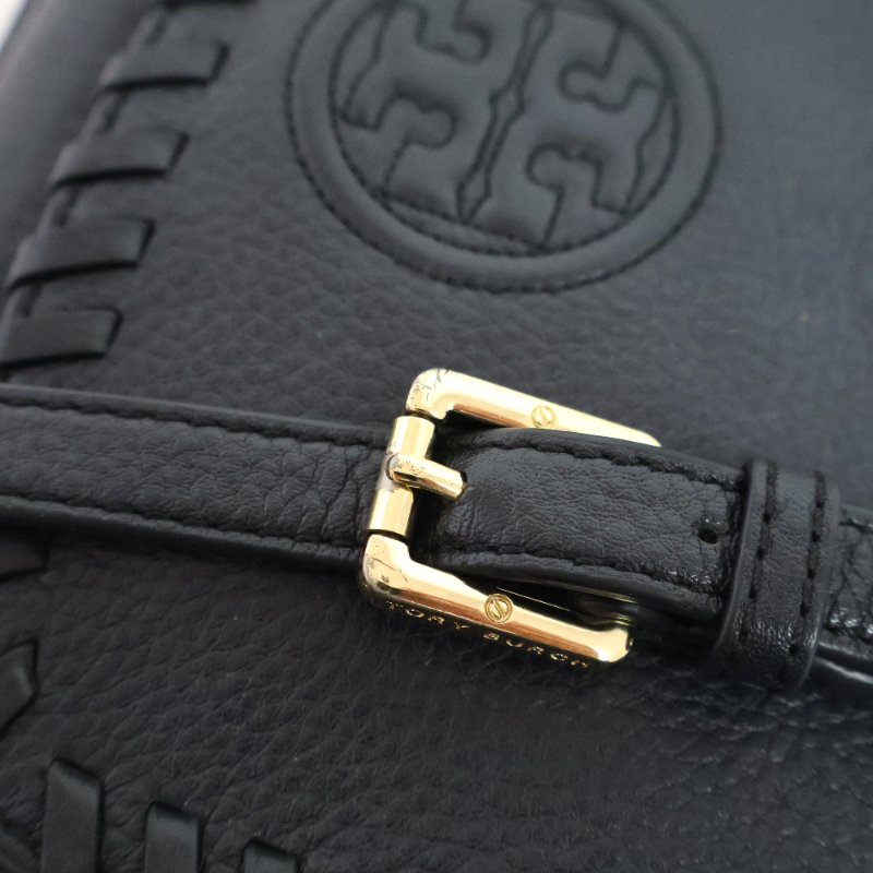 金鐸精品~2530 TORY BURCH TB深藍色小牛皮翻蓋編織鏈條側肩背包-11