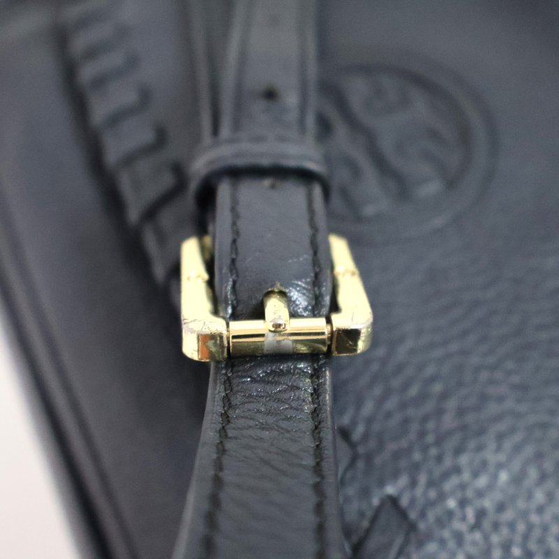 金鐸精品~2530 TORY BURCH TB深藍色小牛皮翻蓋編織鏈條側肩背包-12