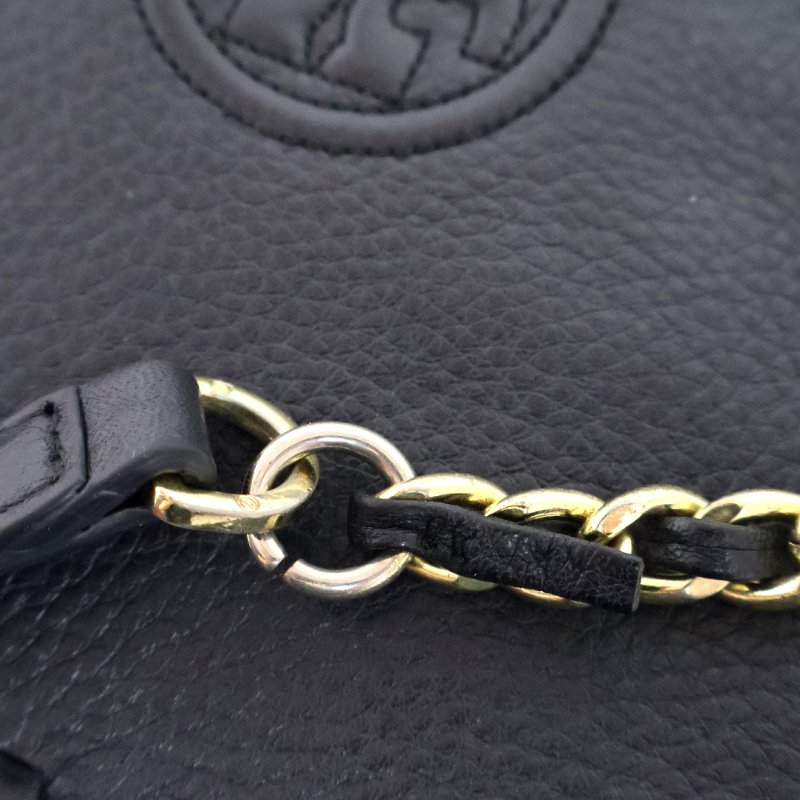 金鐸精品~2530 TORY BURCH TB深藍色小牛皮翻蓋編織鏈條側肩背包-13