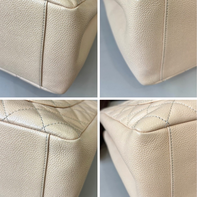 Chanel 米色荔枝紋牛皮Gst單肩包，33×25，97新-6