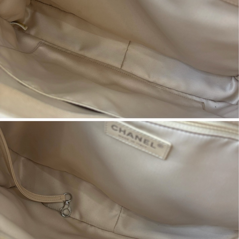 Chanel 米色荔枝紋牛皮Gst單肩包，33×25，97新-8