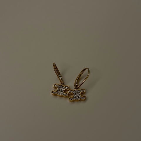Celine 經典耳環 金色 Logo