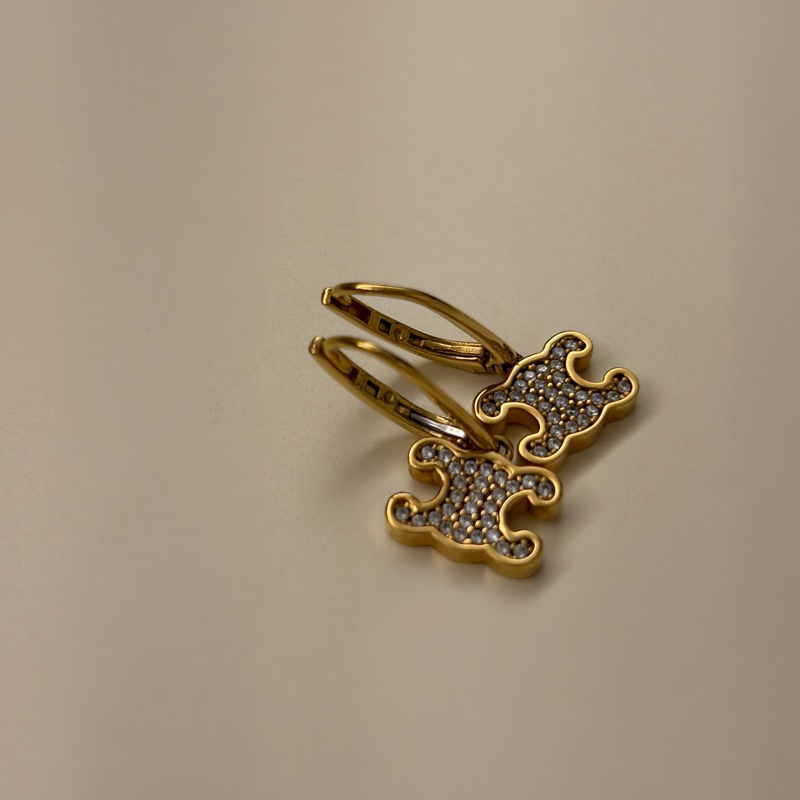 Celine 經典耳環 金色 Logo-4
