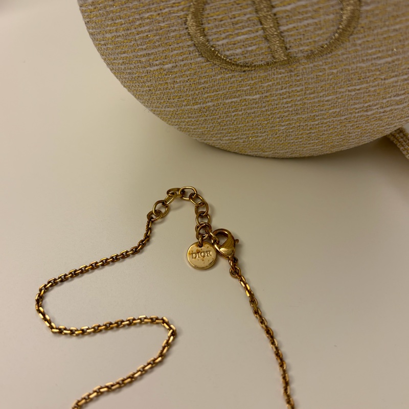 Dior 鑲鑽愛心 Logo 項鍊-5