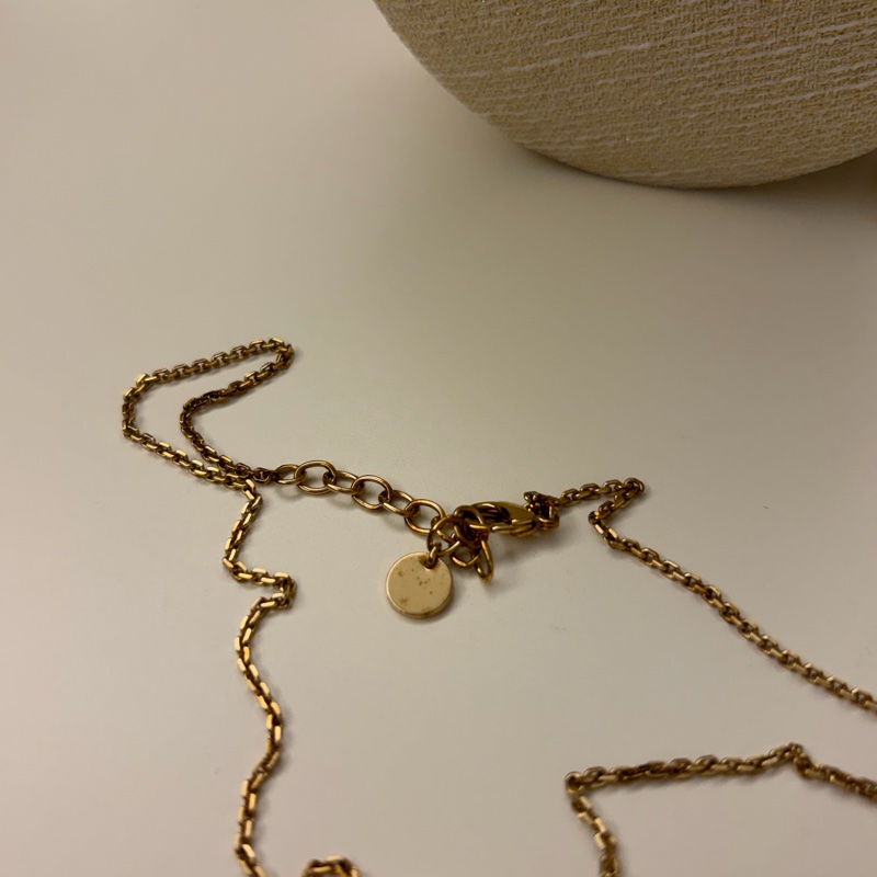 Dior 鑲鑽愛心 Logo 項鍊-6