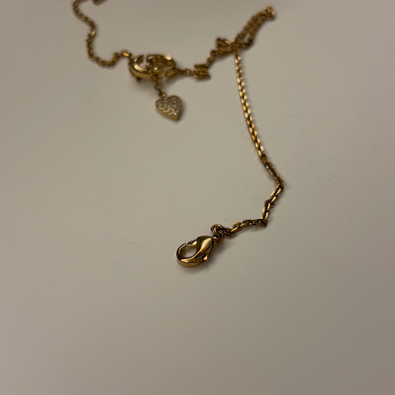 Dior 鑲鑽愛心 Logo 項鍊-7