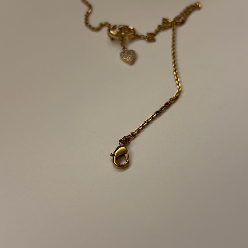 Dior 鑲鑽愛心 Logo 項鍊-8