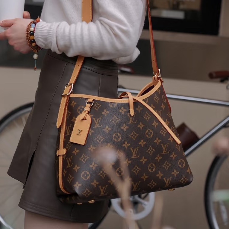 👜LV路易威登｜carryall小號老花子母購物袋｜芯片款99新-1