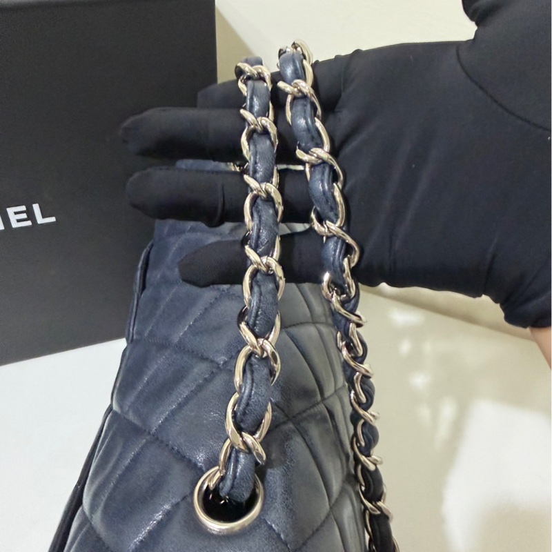 💎Chanel ｜Jumbo深藍色銀扣｜包型立體 內裡乾淨-3