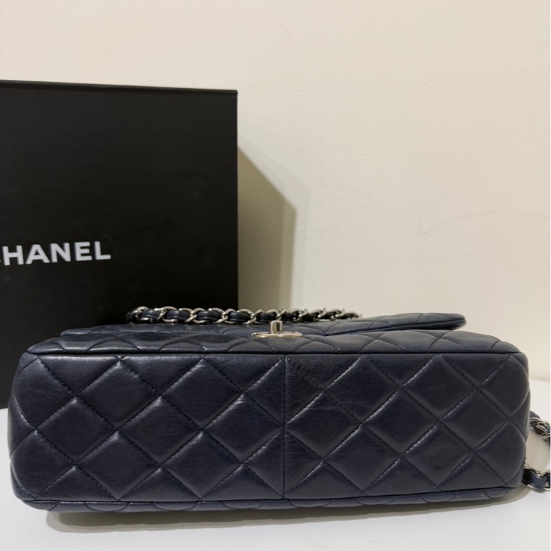 💎Chanel ｜Jumbo深藍色銀扣｜包型立體 內裡乾淨-4