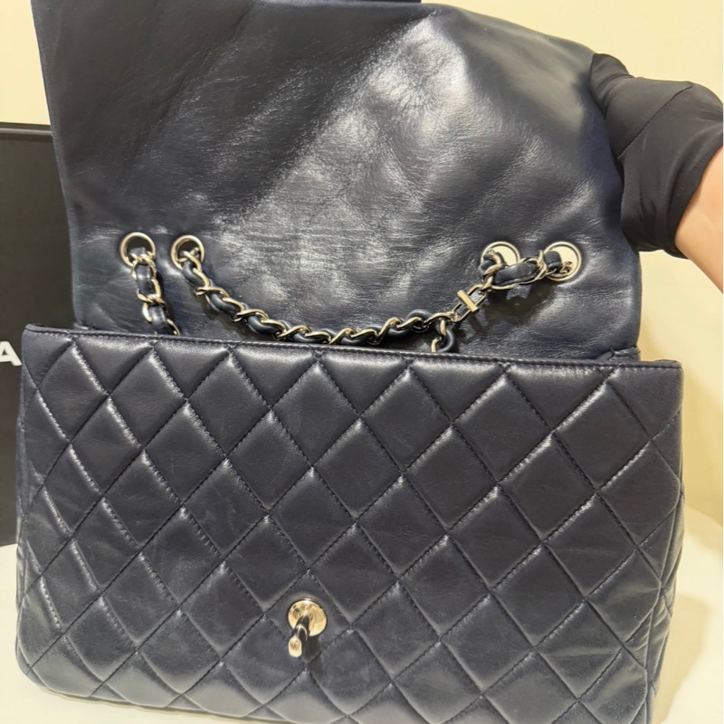 💎Chanel ｜Jumbo深藍色銀扣｜包型立體 內裡乾淨-5