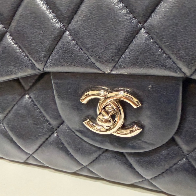 💎Chanel ｜Jumbo深藍色銀扣｜包型立體 內裡乾淨-7