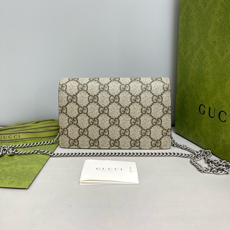 🌷帶盒袋！Gucci 古馳 酒神Dionysus 卡其色老花 迷你鏈條包-1