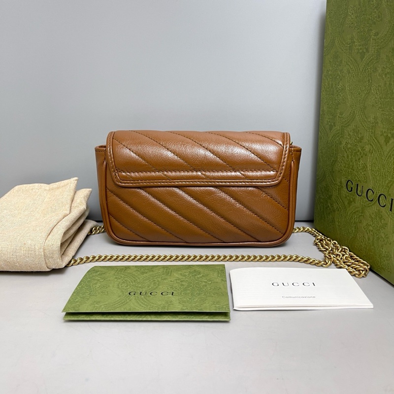Gucci 古馳 Marmont 馬蒙 Supermini 焦糖色全皮-1