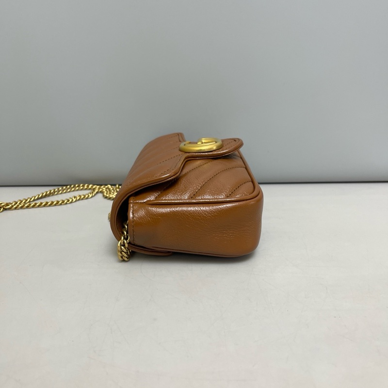 Gucci 古馳 Marmont 馬蒙 Supermini 焦糖色全皮-3