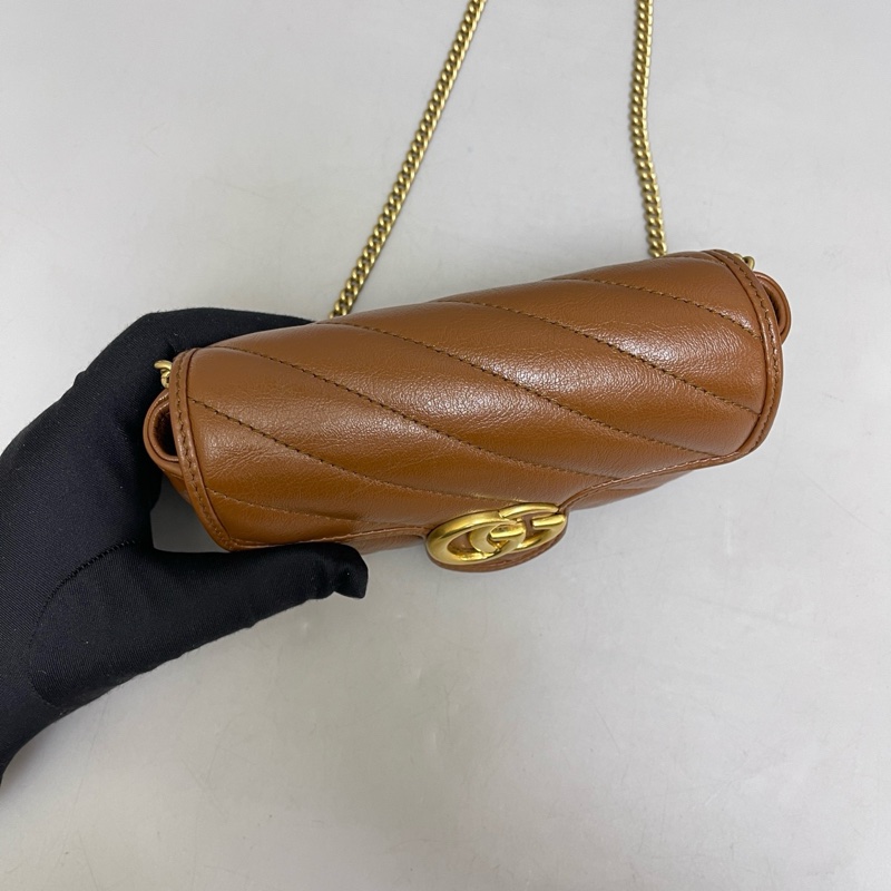 Gucci 古馳 Marmont 馬蒙 Supermini 焦糖色全皮-5