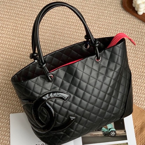 chanel香奈兒康鵬黑色tote 單肩包  康鵬黑武士托特包