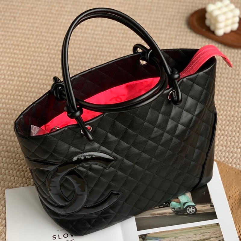 chanel香奈兒康鵬黑色tote 單肩包  康鵬黑武士托特包-2