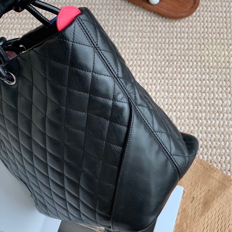 chanel香奈兒康鵬黑色tote 單肩包  康鵬黑武士托特包-7