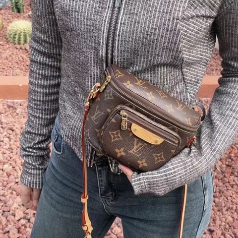 LV 經典老花bumbag mini腰包 芯片款 18*14*6  9新. 配件盒子 塵袋